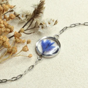 Bracelet argenté Centaurée bleue