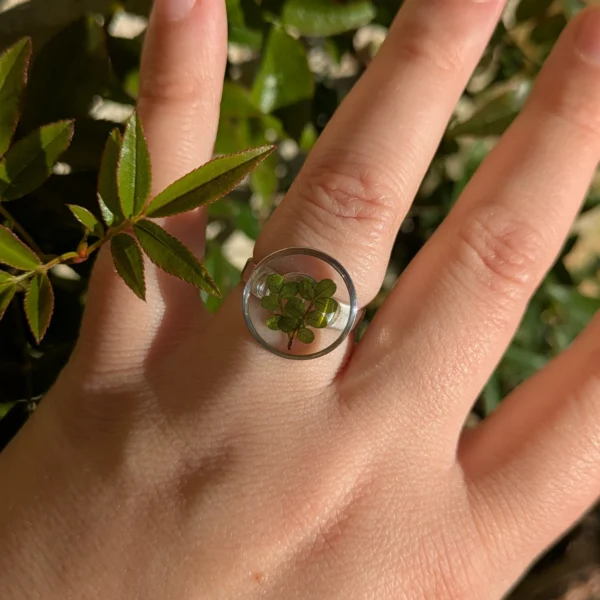 bague cadeau nature feuille verte