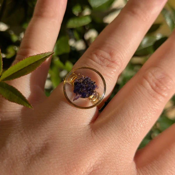 bague fleur naturelle bleue ceanothe