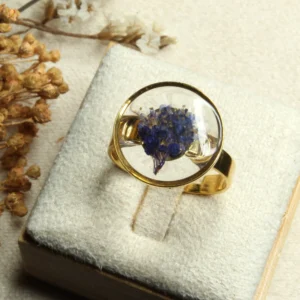 bague reglable doree fleur bleue