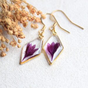 Boucles d'oreilles fleurs mauves
