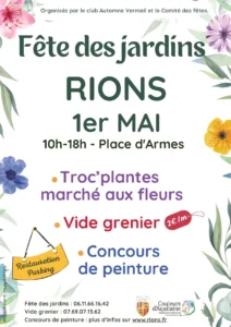 Fête des jardins Rions 1er mai 2026